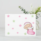 Invitation Noël 7" x 5" Rose bébé Merci/2 faces/Plat (Debout devant)
