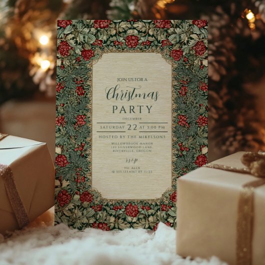 Invitation Noël à feuillage botanique vintage