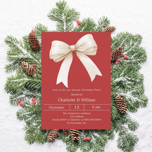Invitation Noël à la crème rouge