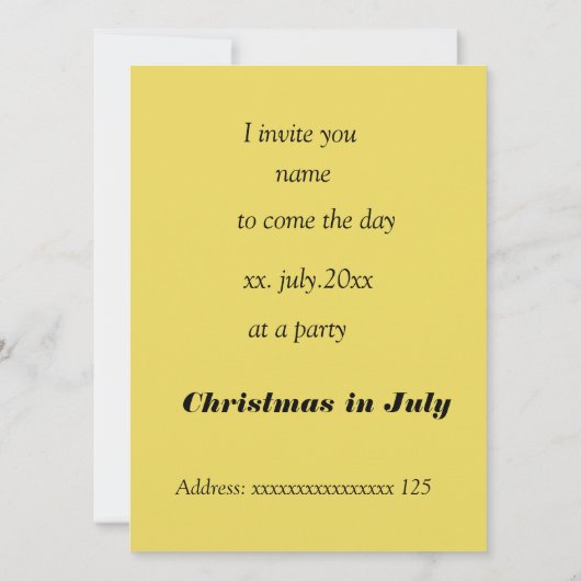 Invitation Noël à la fête de juillet (Dos)