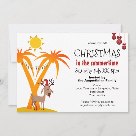 Invitation Noël à la fête d'été (Devant)