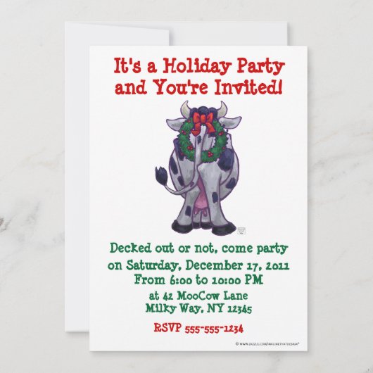 Invitation Noël à la vache (Dos)