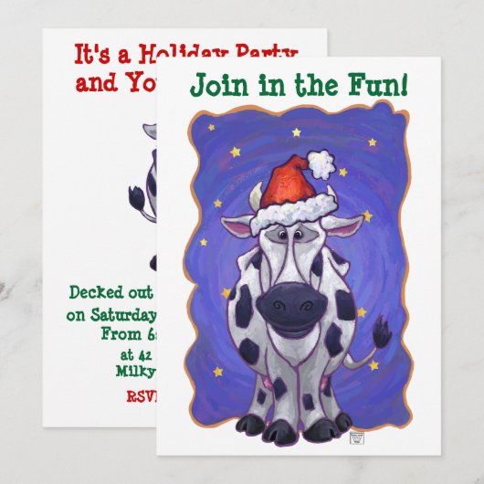 Invitation Noël à la vache (Devant / Derrière)