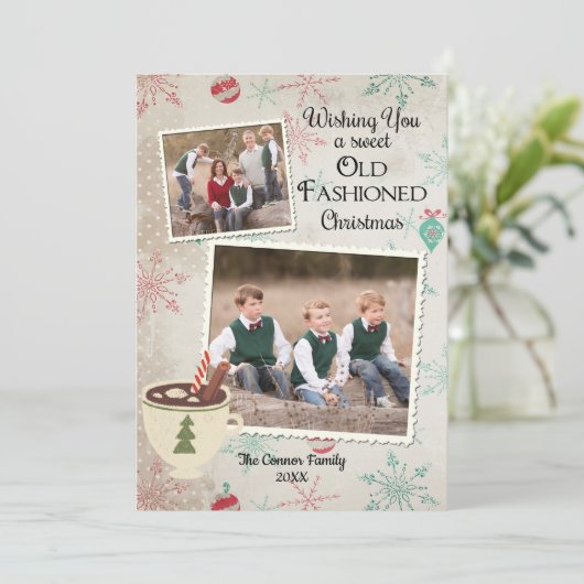 Invitation Noël à l'ancienne (Debout devant)