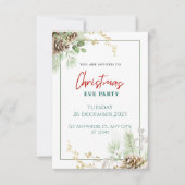 Invitation Noël à l'aquarelle verte (Devant)