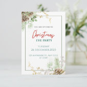 Invitation Noël à l'aquarelle verte (Debout devant)