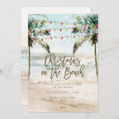 Invitation Noël à l'invitation de la fête de la plage (Devant / Derrière)