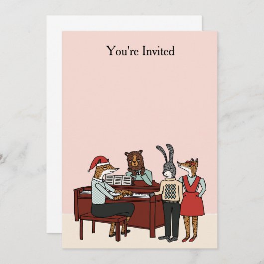 Invitation Noël à l'invitation de piano (Devant / Derrière)