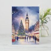Invitation Noël à Londres Big Ben Watercolor (Debout devant)