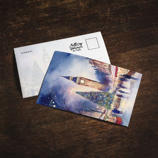 Invitation Noël à Londres Big Ben Watercolor