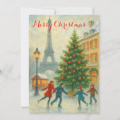 Invitation Noël à Paris Tour Eiffel Hiver Personnalisé (Devant)