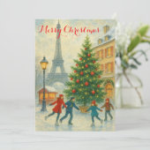 Invitation Noël à Paris Tour Eiffel Hiver Personnalisé (Debout devant)