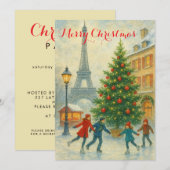 Invitation Noël à Paris Tour Eiffel Hiver Personnalisé (Devant / Derrière)