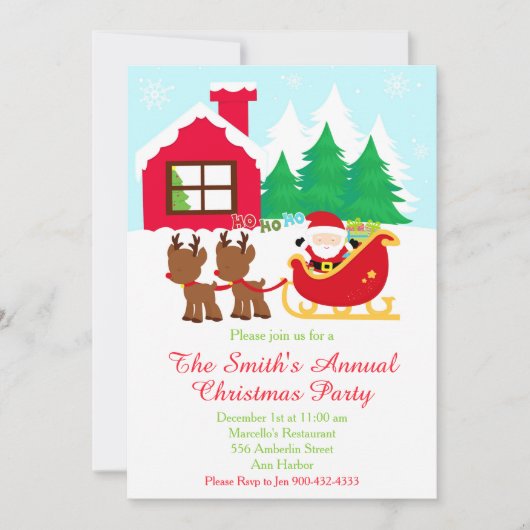 Invitation Noël à père Noël et Reindeer (Devant)