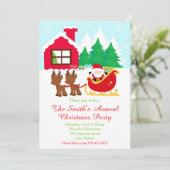 Invitation Noël à père Noël et Reindeer (Debout devant)