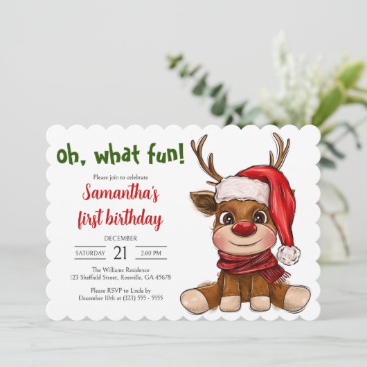 Invitation Noël à Reindeer (Debout devant)