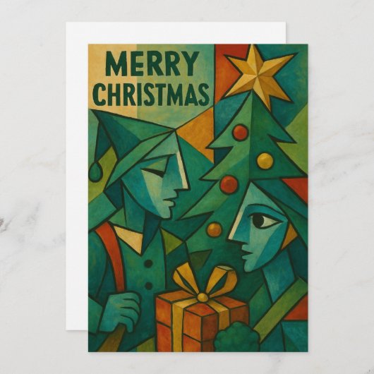 Invitation Noël à travers les yeux de Picasso Une célébrité c (Devant / Derrière)