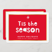 Invitation NOËL AFFAIRES MERCI est la saison or rouge (Devant / Derrière)