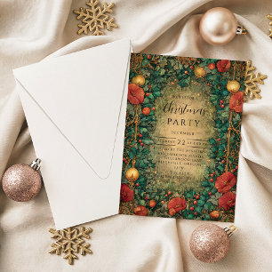Invitation Noël Amaryllis Or en Vintage