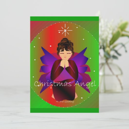 Invitation Noël Ange Bébé Fille prier (Debout devant)