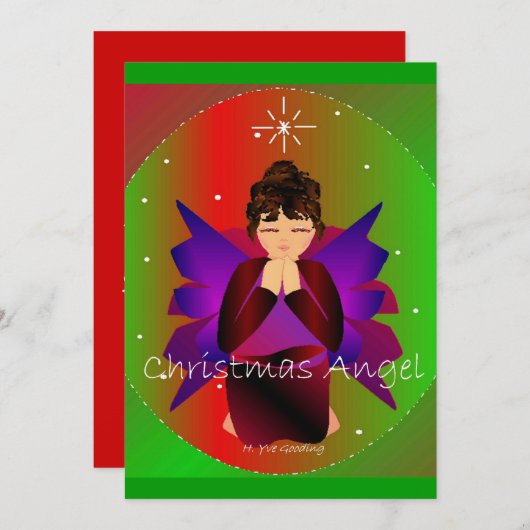 Invitation Noël Ange Bébé Fille prier (Devant / Derrière)