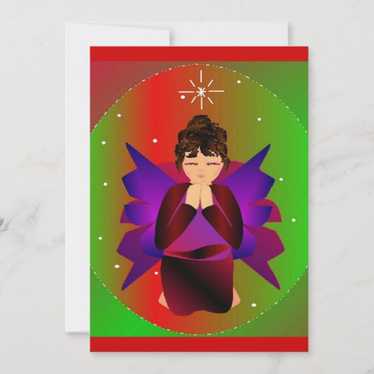 Invitation Noël Ange Bébé Fille prier (Devant)