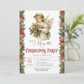 Invitation Noël Ange victorien avec fête de la baie sainte (Debout devant)