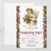 Invitation Noël Ange victorien avec fête de la baie sainte (Devant / Derrière)