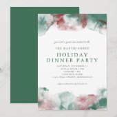 Invitation Noël Aquarelle Affaires Dîner (Devant / Derrière)