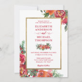 Invitation Noël Aquarelle Florale Mariage d'hiver (Devant)