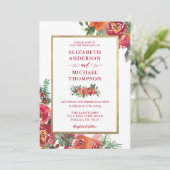 Invitation Noël Aquarelle Florale Mariage d'hiver (Debout devant)