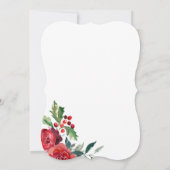 Invitation Noël aquarelle rustique mariage floral rouge (Dos)