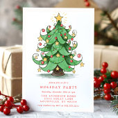 Invitation Noël Arbre Aquarelle Whimsical Fête de Vacances