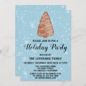 Invitation Noël Arbre Cookie Fête Fête de Noël Neige bleue (Devant / Derrière)