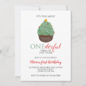 Invitation Noël Arbre Cupcake Onederday Premier anniversaire (Devant)