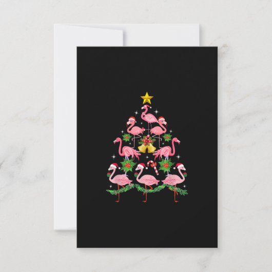 Invitation Noël - Arbre de Noël Flamant Rose Mignon (Devant)