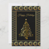 Invitation Noël Arbre d'or Fête élégante (Dos)