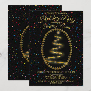 Invitation Noël Arbre doré Parties scintillant colorée Fête n