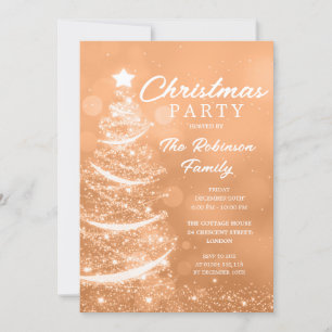 Invitation Noël Arbre Étincelle Fête de Noël en cuivre