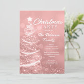 Invitation Noël Arbre Étincelle Rose Gold Noël (Debout devant)