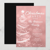 Invitation Noël Arbre Étincelle Rose Gold Noël (Devant / Derrière)