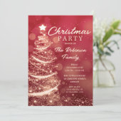 Invitation Noël Arbre étincelle Rouge or Noël (Debout devant)