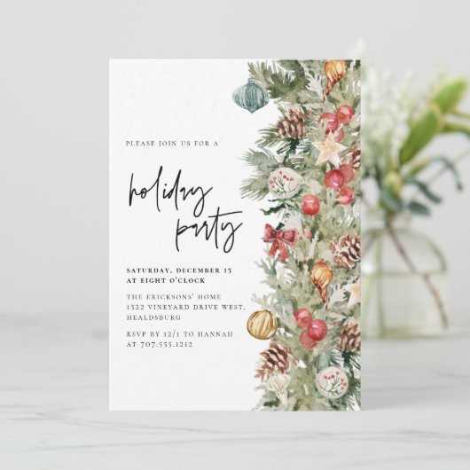 Invitation Noël Arbre Fête Dîner  (Debout devant)