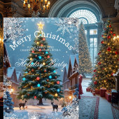 Invitation Noël Arbre Fête Maison rustique d'hiver