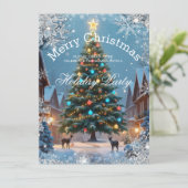 Invitation Noël Arbre Fête Maison rustique d'hiver (Debout devant)