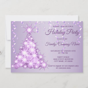 Invitation Noël Arbre Lavande Fête Dîner