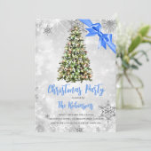 Invitation Noël | Arbre rustique et carbone bleu glam de vaca (Debout devant)