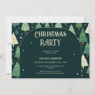 Invitation Noël Arbres Moderne Sage Vert Motif Party