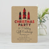 Invitation Noël Arbres Plaid Kraft Holiday Exchange (Debout devant)