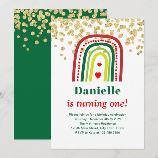 Invitation Noël Arc-en-ciel (Devant / Derrière)
